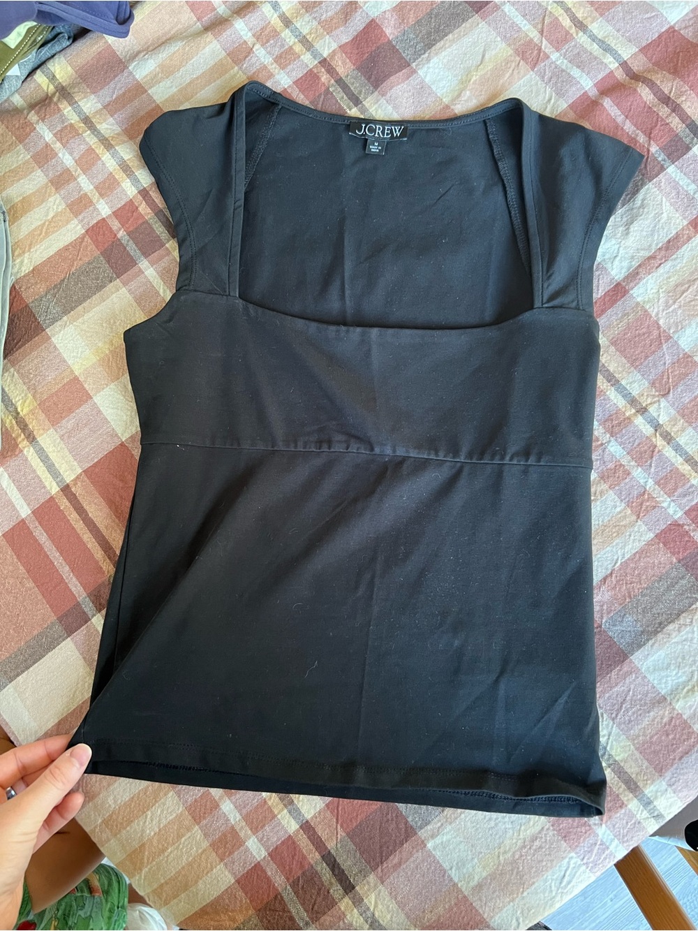 J. Crew Black Square-Neck Cap Sleeve Camisole